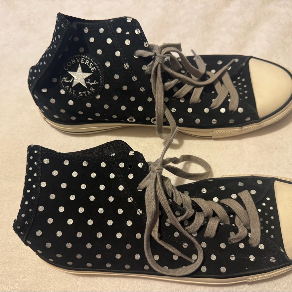 Converse Black and White Polka Dot High-Tops
